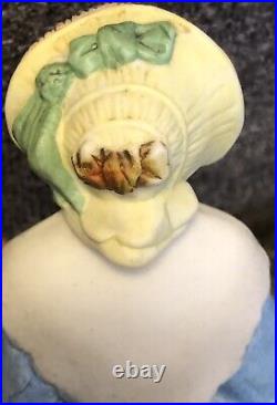 Antique Bisque Humidor Trinket Box Victorian Lady Muff 9 in