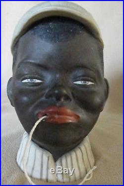Antique Black Americana Black Face String Holder