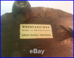 Antique Black Forest Carved BEAR Humidor Swiss Music Box Albert Schild