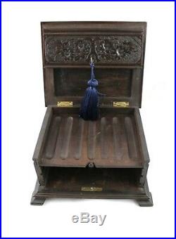 Antique Black Forest Cigar Case w Carved Pheasants, Man Cave, Office, or Den