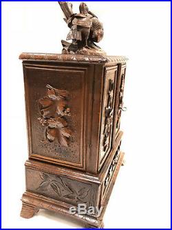 Antique Black Forest Desk Cigar Cabinet, Chest, Box, Presentation Server Birds