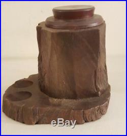 Antique Black Forest Germany Victorian Humidor Pipe Cigar Tobacco Jar Stand