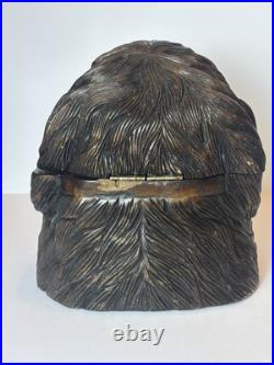Antique Black Forest Hand Carved Dog Tobacco Jar Humidor