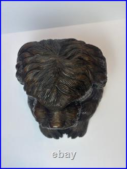 Antique Black Forest Hand Carved Dog Tobacco Jar Humidor