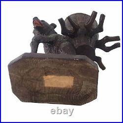 Antique Black Forest Standing Bear Pipe Tobacco Holder Hand Carved Wood 8.5 B9