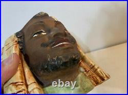 Antique Blackamoor Majolica Pottery Humidor Jar Orientalist Figural Man