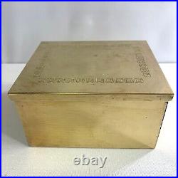 Antique Bradley Hubbard Brass Hinged Humidor Wood Lined Greek Key Design