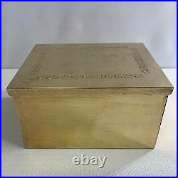 Antique Bradley Hubbard Brass Hinged Humidor Wood Lined Greek Key Design