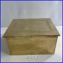 Antique Bradley Hubbard Brass Hinged Humidor Wood Lined Greek Key Design