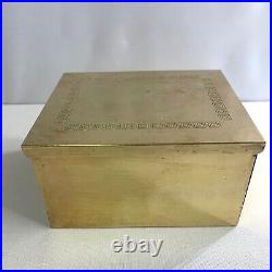 Antique Bradley Hubbard Brass Hinged Humidor Wood Lined Greek Key Design