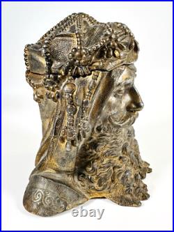 Antique Bradley & Hubbard Tobacco Jar Humidor Arabic Sheikh Bust (Early 1900s) Antique Bradley & Hubbard Tobacco Jar Humidor Arabic Sheikh Bust (Early 1900s)