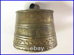 Antique Brass / Bronze TOBACCO JAR / HUMIDOR Bamboo etched design Japan