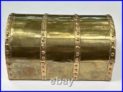 Antique Brass Trunk Spanish Cedar Wood Lined Hinged Large Cigar Box 12? X8x6½ Antique Brass Trunk Spanish Cedar Wood Lined Hinged Large Cigar Box 12? X8x6½
