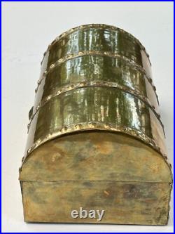 Antique Brass Trunk Spanish Cedar Wood Lined Hinged Large Cigar Box 12? X8x6½ Antique Brass Trunk Spanish Cedar Wood Lined Hinged Large Cigar Box 12? X8x6½