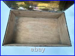 Antique Brass Trunk Spanish Cedar Wood Lined Hinged Large Cigar Box 12? X8x6½ Antique Brass Trunk Spanish Cedar Wood Lined Hinged Large Cigar Box 12? X8x6½