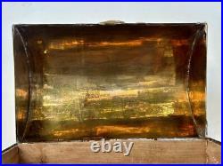 Antique Brass Trunk Spanish Cedar Wood Lined Hinged Large Cigar Box 12? X8x6½ Antique Brass Trunk Spanish Cedar Wood Lined Hinged Large Cigar Box 12? X8x6½