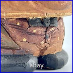 Antique Brienz Black Forest carved smoker tobacco jar humidor with pipe 6? 1900s