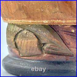 Antique Brienz Black Forest carved smoker tobacco jar humidor with pipe 6? 1900s