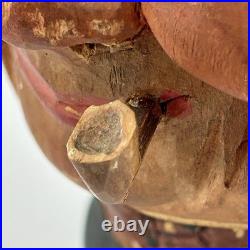 Antique Brienz Black Forest carved smoker tobacco jar humidor with pipe 6? 1900s