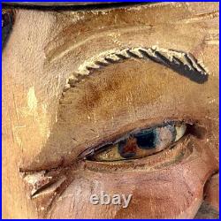 Antique Brienz Black Forest carved smoker tobacco jar humidor with pipe 6? 1900s