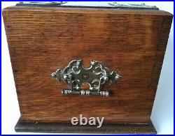 Antique C1894 Victorian Oak & Brass Smokers Cabinet With Original Key