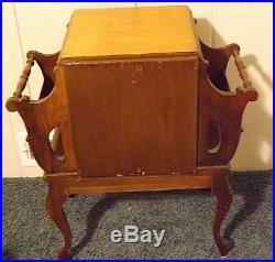 Antique Carved Wood Humidor Smoke Stand Magazine Rack Lamp or Side Table