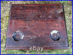 Antique Carved Wood Humidor Smoking Cabinet Stand 2 Tier Copper Lined Shabby