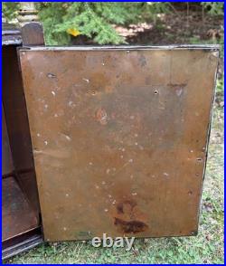Antique Carved Wood Humidor Smoking Cabinet Stand 2 Tier Copper Lined Shabby