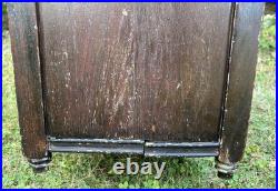 Antique Carved Wood Humidor Smoking Cabinet Stand 2 Tier Copper Lined Shabby