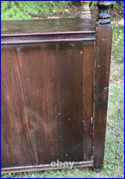Antique Carved Wood Humidor Smoking Cabinet Stand 2 Tier Copper Lined Shabby