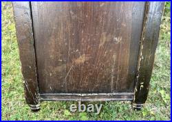 Antique Carved Wood Humidor Smoking Cabinet Stand 2 Tier Copper Lined Shabby