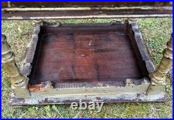 Antique Carved Wood Humidor Smoking Cabinet Stand 2 Tier Copper Lined Shabby