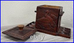 Antique Cedar Lined Syroco Wood Tobacco Box/ Pipe Holder 1950's Wildlife Scene Antique Cedar Lined Syroco Wood Tobacco Box/ Pipe Holder 1950's Wildlife Scene