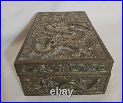 Antique Chinese Dragon humidor cigar Box high relief decorated Antique Chinese Dragon humidor cigar Box high relief decorated