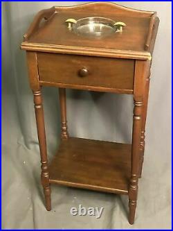 Antique Cigar Ashtray Chairside Smoke Stand Humidor Drawer Vtg Tobacco End Table
