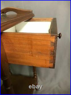 Antique Cigar Ashtray Chairside Smoke Stand Humidor Drawer Vtg Tobacco End Table