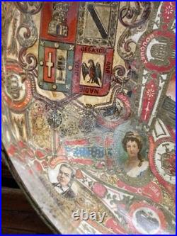 Antique Cigar Band Decoupage Bowl Edwardian Lady Portrait Tobacciana c. 1900