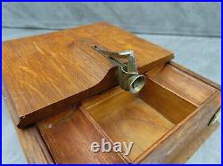 Antique Cigar Box Humidor Brass Cutter Oak Wood Wooden Chest Smokers Companion