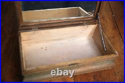 Antique Cigar Box or Humidor torch flame mirror inside tobacco smoking pipes etc