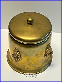 Antique Cigar Brass Humidor Native American Indian theme Early 1900s