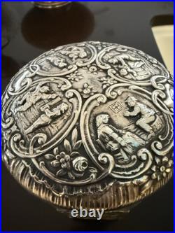 Antique Cigar Humidor ART NOUVEAU GERMAN 800 SILVER FRAMED Eched Glass Crystal