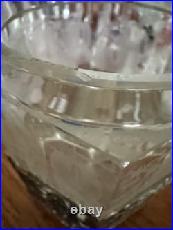 Antique Cigar Humidor ART NOUVEAU GERMAN 800 SILVER FRAMED Eched Glass Crystal