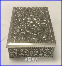 Antique Cigarette Box / Humidor Repousse 900 SILVER