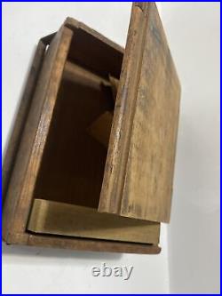Antique Cigarette Snuff Handmade Folk Art Wood Hinge Stash Humidor Cigar Box Vtg
