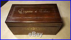 Antique Circa 1890 Cigar Rich Humidor Hardwood Inlaid Cigares et Tabac