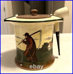 Antique Circa 1910 Royal Doulton Tabacco Humidor With Pipe