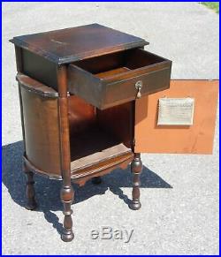 Antique Cushman Art Deco Tobacco Humidor Smoking Stand Pipe Cigar Cabinet Table