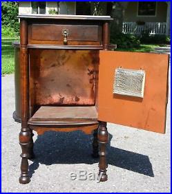 Antique Cushman Art Deco Tobacco Humidor Smoking Stand Pipe Cigar Cabinet Table