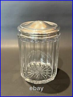 Antique Cut Crystal Humidor Smoking Accerories withRM & S Sterling Lid, 5 1/2 T