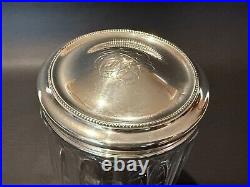 Antique Cut Crystal Humidor Smoking Accerories withRM & S Sterling Lid, 5 1/2 T